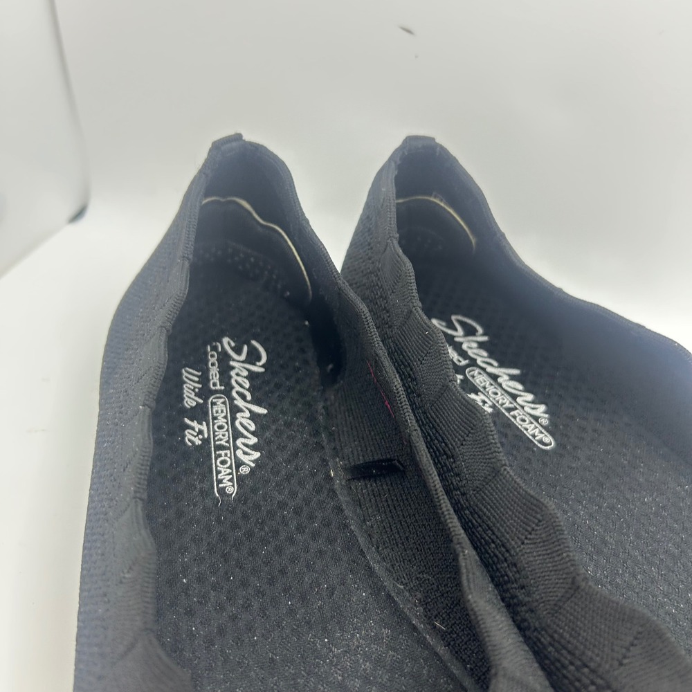 Skechers Cleo 2.0 Love Spell Black Knit Scalloped Ballet Flat Wide Fit 158343W 9 - Picture 5 of 9
